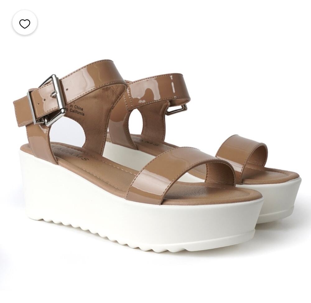 J. Adams lightweight Platform Sandals Strap Wedge Heels Vegan Leather
Size 8